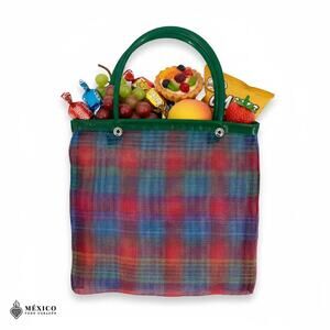 Mini Mexican Market Bag – Reusable Plastic Tote, Traditional Handcrafted Style